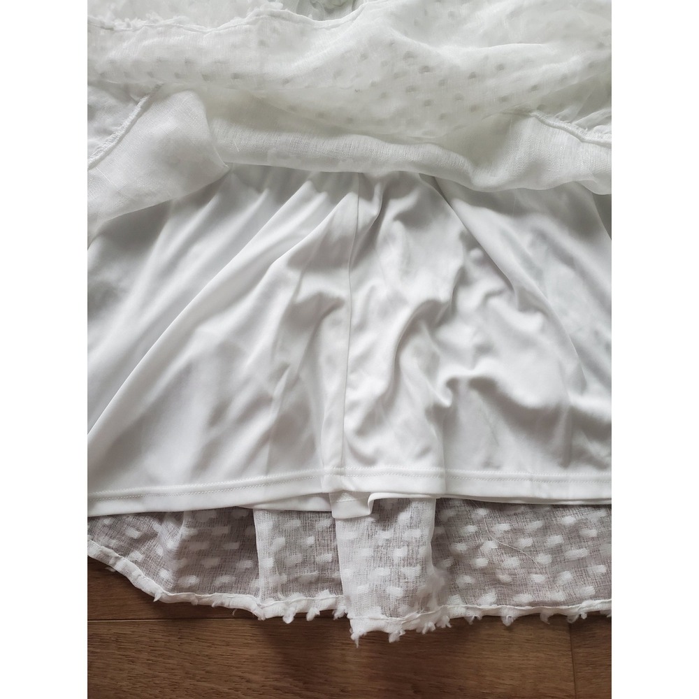 Polagram White Dot Smocked w/ Puff Sleeve Midi Dress Womens Medium NWT - Picture 10 of 16